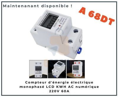 Compteur d&amp;apos;énergie électrique monophasé LCD KWH AC numérique - 220V 60A